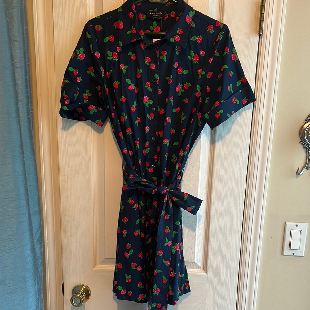 Kate Spade Blue and Red Mini Dress with Notched Collar